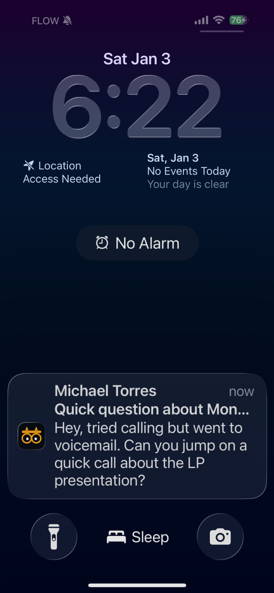 OWL Lock Screen Alert