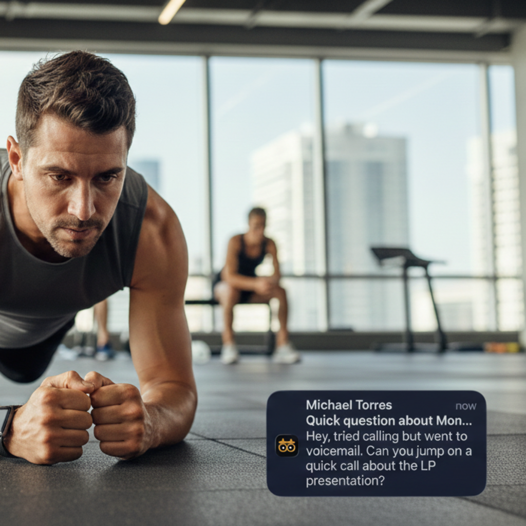 Person at gym getting OWL alert