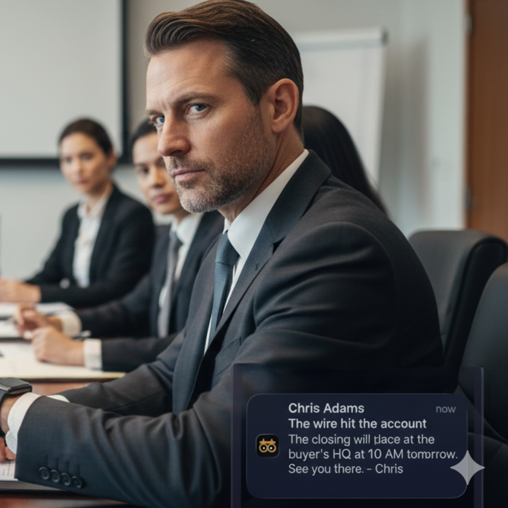 Executive in meeting getting OWL alert